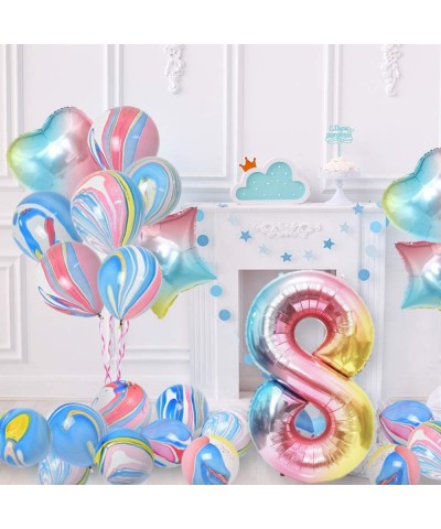 Rainbow 8th Birthday Party Decorations - Girls Birthday Party Supplies Include HAPPY BIRTHDAY Balloon Banner- Giant Number 8 ...