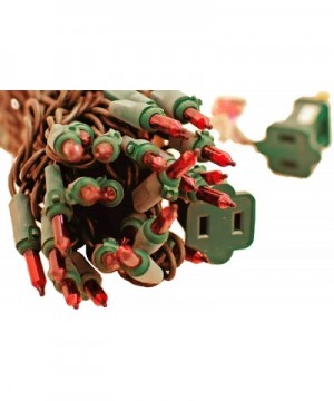 Red Christmas String Lights Green Wire Mini Incandescent Indoor/Outdoor UL Listed Super Bright Tangle-Free 50 Bulb - 23FT Len...