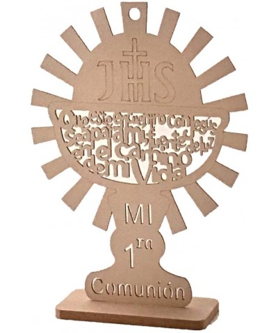 2 Pc 12" Wooden Laser Cut Religious Baptism Favor Baby Shower Communion Wedding Party Decoration Centerpiece (Communion) - Co...