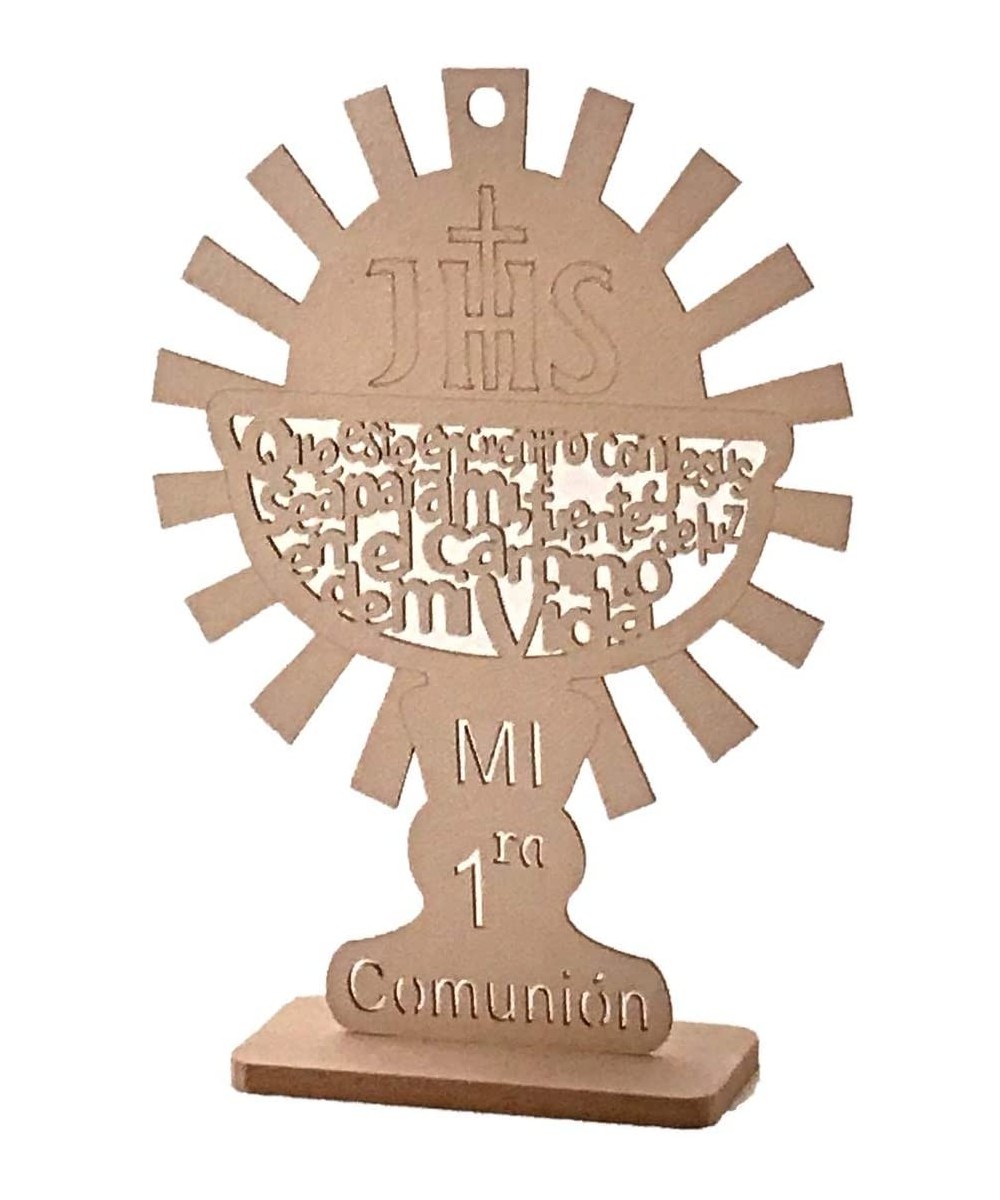 2 Pc 12" Wooden Laser Cut Religious Baptism Favor Baby Shower Communion Wedding Party Decoration Centerpiece (Communion) - Co...