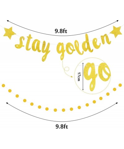 2 Pieces Stay Golden Banner Glitter Gold Lucky Birthday Banner Circle Dot Hanging Garland for Birthday Baby Shower Party Deco...