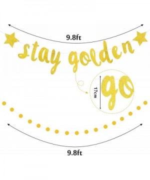 2 Pieces Stay Golden Banner Glitter Gold Lucky Birthday Banner Circle Dot Hanging Garland for Birthday Baby Shower Party Deco...
