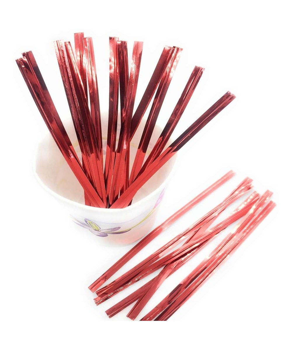 100pcs 3" Red Metallic Twist Ties for Pop Treat Party Favor Bags & More - Red - C1186Y2D6MN $4.95 Favors