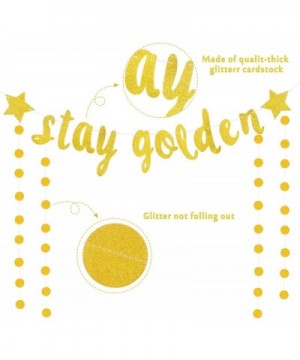 2 Pieces Stay Golden Banner Glitter Gold Lucky Birthday Banner Circle Dot Hanging Garland for Birthday Baby Shower Party Deco...