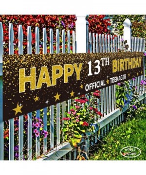 Ushinemi Happy 13th Birthday Banner- Official Teenager Banner- 13 Year Old Birthday Party Decorations Supplies Sign Backdrop-...