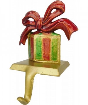 Shaped Christmas Stocking Hanger in Red/Green/Gold - Christmas Present - CJ11PCFBDIX $20.17 Ornaments