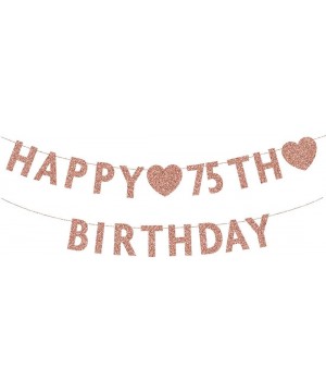 Rose Gold 75th Birthday Banner- Glitter Happy 75 Years Old Woman or Man Party Decorations- Supplies - Rose-happy - C519IK8U0S...
