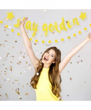 2 Pieces Stay Golden Banner Glitter Gold Lucky Birthday Banner Circle Dot Hanging Garland for Birthday Baby Shower Party Deco...