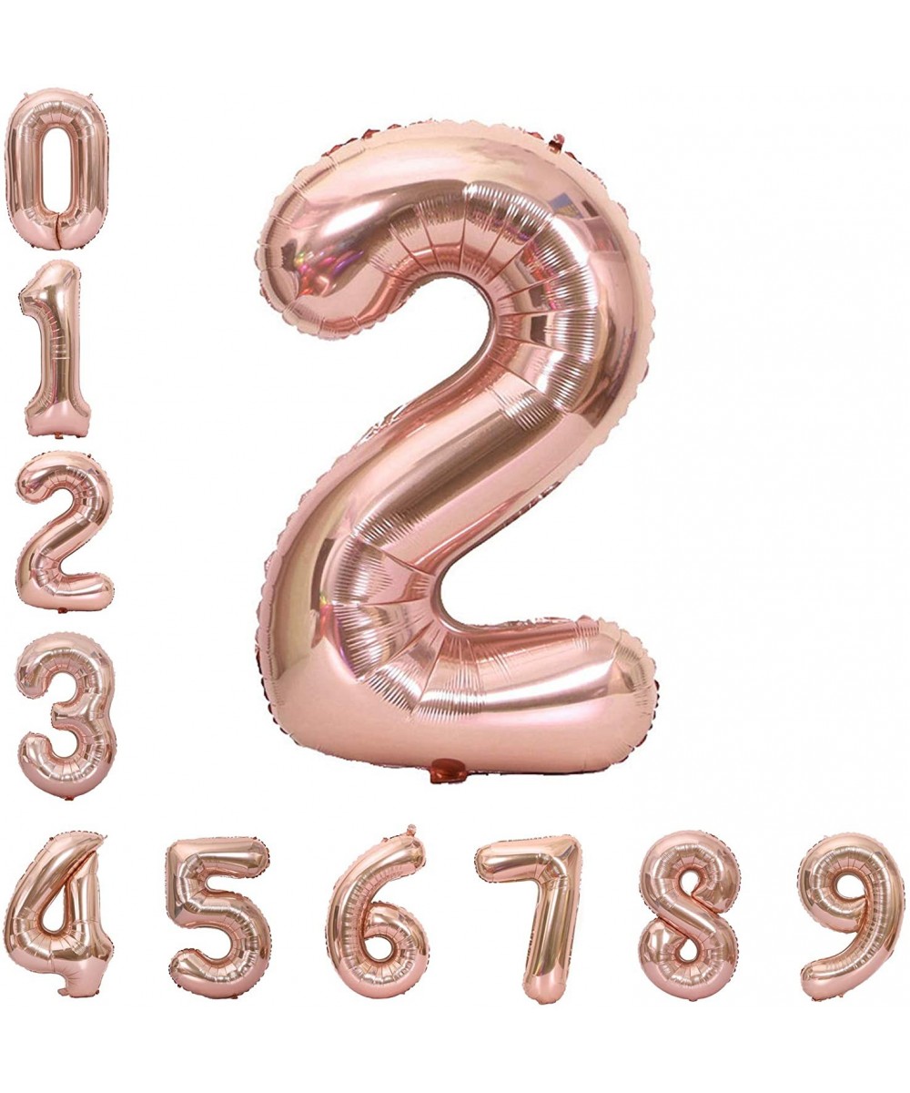 40 Inch Large Rose Gold Balloon Number 2 Balloon Helium Foil Mylar Balloons Party Festival Decorations Birthday Anniversary P...