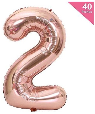 40 Inch Large Rose Gold Balloon Number 2 Balloon Helium Foil Mylar Balloons Party Festival Decorations Birthday Anniversary P...