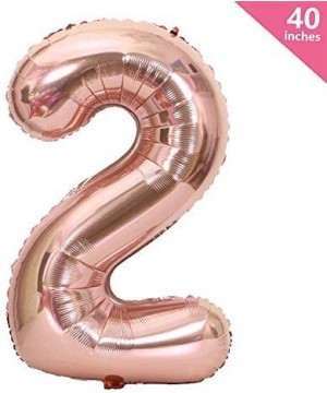 40 Inch Large Rose Gold Balloon Number 2 Balloon Helium Foil Mylar Balloons Party Festival Decorations Birthday Anniversary P...
