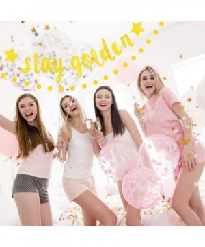 2 Pieces Stay Golden Banner Glitter Gold Lucky Birthday Banner Circle Dot Hanging Garland for Birthday Baby Shower Party Deco...