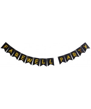 Farewell Party Banner- Paper Sign Decors for Farewell/Goodbye/Going Away/Retirement Party- Gold Folied Photo Backdrops (Black...