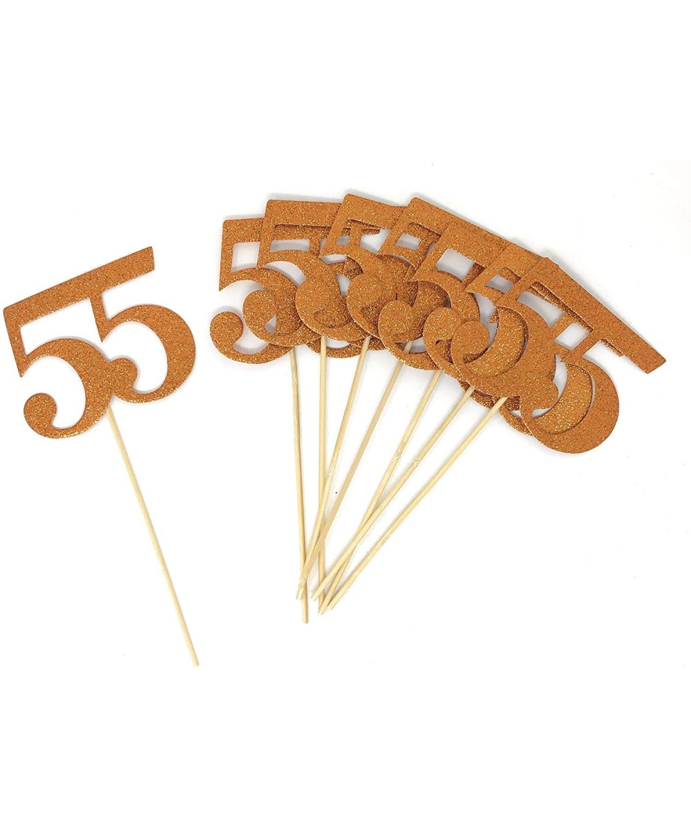 Number 55 Double Sided Centerpiece Sticks Set of 8 Real Glitter (Orange) - Orange - CL18ZWO6L7W $26.06 Centerpieces