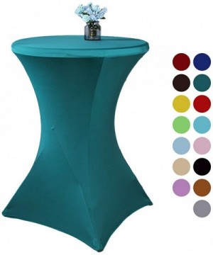 Cocktail Round Tablecloth Spandex Elastic Stretch Decorative Table Cover 24 x 43 Inch Jade Green - Jade Green - CS18THRQHYM $...