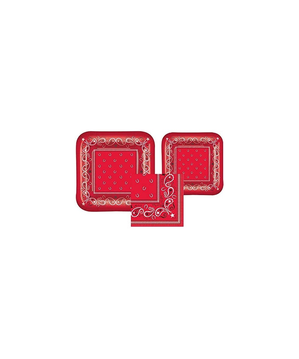 Red Western Bandana Party Bundle - Includes Paper Plates & Napkins for 8 Guests - CC18MGN0XLI $9.74 Party Packs