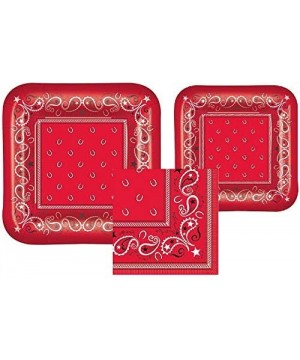 Red Western Bandana Party Bundle - Includes Paper Plates & Napkins for 8 Guests - CC18MGN0XLI $9.74 Party Packs