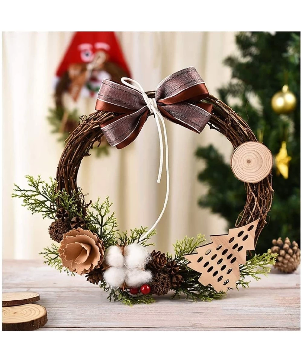 DIY Pine Artificial Christmas Wreath- Merry Christmas Wreath Garland- Window Door Decorations Bowknot Ornament- Decorative Co...