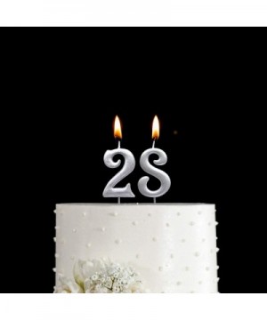 Silver 28th Birthday Numeral Candle- Number 28 Cake Topper Candles Party Decoration for Women or Men - CO18TYG7MW7 $6.36 Birt...