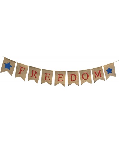 Freedom Burlap Patriotic Banner Bunting - 4th of July Party Decoration - Memorial Day Burlap Celebration Supplies - Honor Mil...