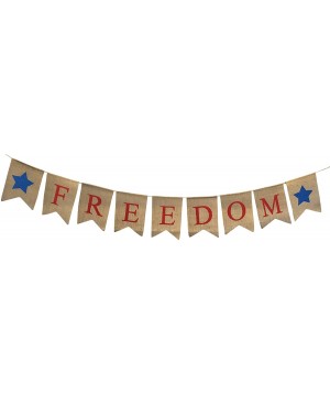 Freedom Burlap Patriotic Banner Bunting - 4th of July Party Decoration - Memorial Day Burlap Celebration Supplies - Honor Mil...