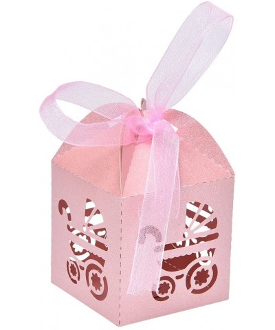 Baby Shower Girl Favor Gift Box Laser Cut Carriage Bomboniere Candy Boxes Pink (50pcs) - CX12KE9OET1 $12.07 Favors