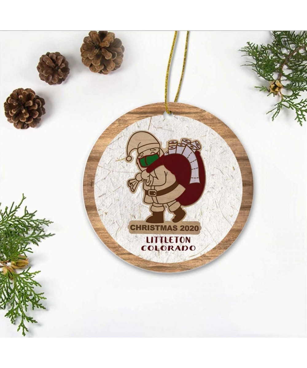 Quarantine Christmas 2020 Ornament - Social Distancing Santa Claus with Mask Littleton City Colorado State - Meaningful Gift ...