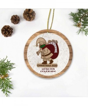 Quarantine Christmas 2020 Ornament - Social Distancing Santa Claus with Mask Littleton City Colorado State - Meaningful Gift ...