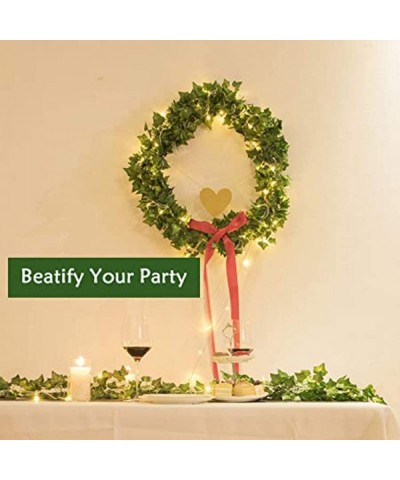 LED String Lights Artificial Ivy Fake Garland Green Leaf Plants Vine Battery Operate Fairy String Lights Hanging for Wedding ...