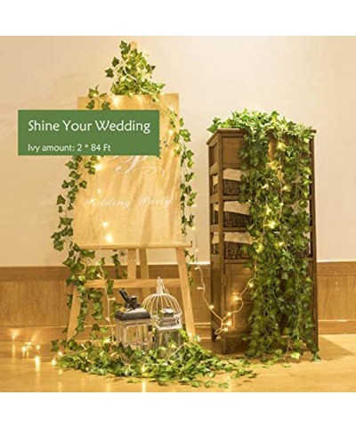 LED String Lights Artificial Ivy Fake Garland Green Leaf Plants Vine Battery Operate Fairy String Lights Hanging for Wedding ...