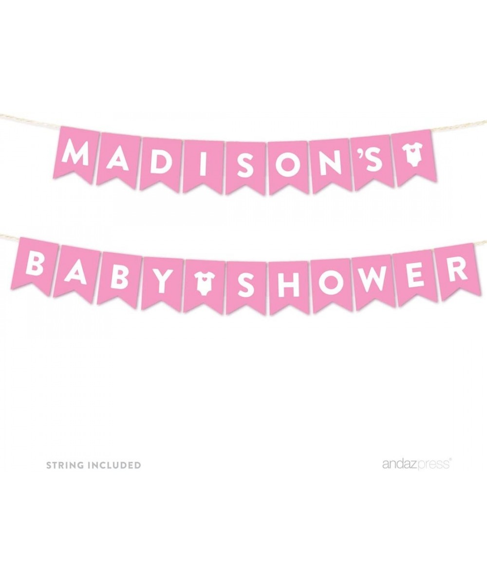 Personalized Girl Baby Shower Hanging Pennant Garland Party Banner with String- Pink- Madison's Baby Shower- 8-feet- 1-Set- C...