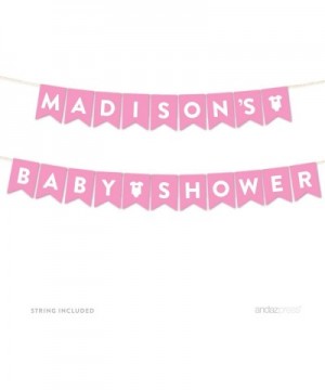 Personalized Girl Baby Shower Hanging Pennant Garland Party Banner with String- Pink- Madison's Baby Shower- 8-feet- 1-Set- C...