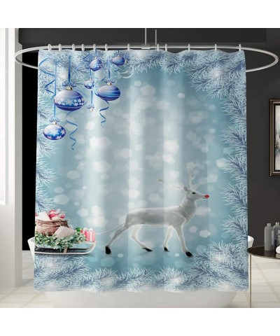 Gift Christmas Snowman Print Toilet Bathroom Mat and Shower Curtain Four-Piece Set- Christmas Ornaments Advent Calendar Pillo...