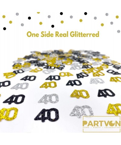 40th Birthday Party Decorations Confetti - Glitter Number 40 and Fabulous Theme Party Supplies - Glitter Gold Silver Black - ...