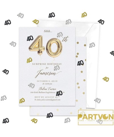 40th Birthday Party Decorations Confetti - Glitter Number 40 and Fabulous Theme Party Supplies - Glitter Gold Silver Black - ...