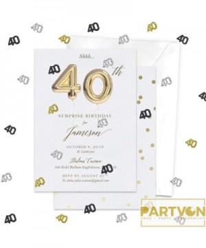 40th Birthday Party Decorations Confetti - Glitter Number 40 and Fabulous Theme Party Supplies - Glitter Gold Silver Black - ...