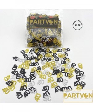 40th Birthday Party Decorations Confetti - Glitter Number 40 and Fabulous Theme Party Supplies - Glitter Gold Silver Black - ...