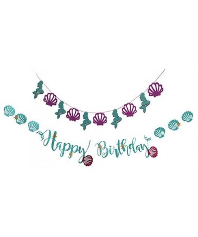 Mermaid Birthday Party Decorations- Under The Sea Party Supplies- Set with Mermaid Happy Birthday Banner- Mermaid Balloons- S...