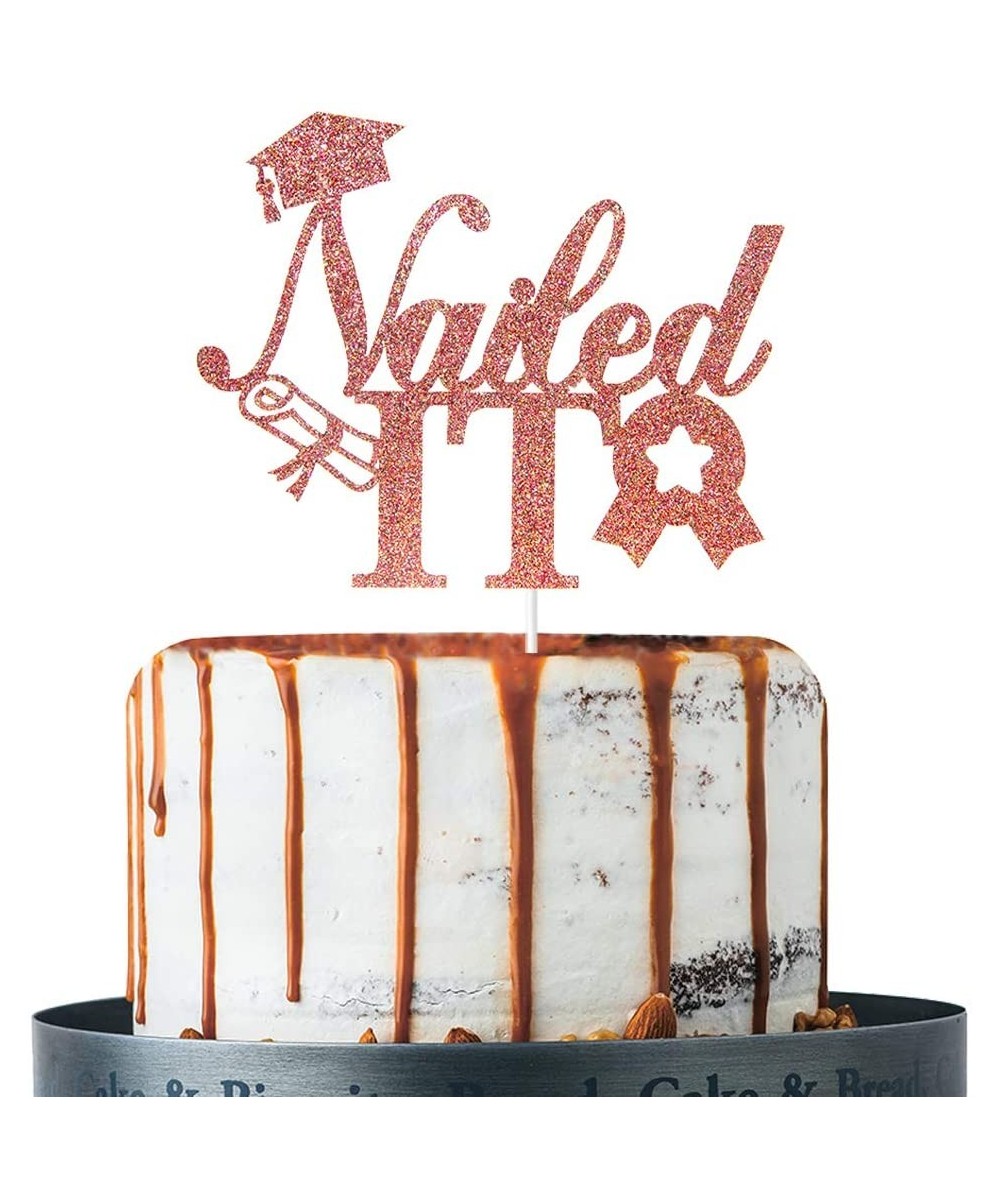 Rose Gold Glitter Nailed it Cake Topper- Graduation Cake Topper- Class of 2020 / Grad 2020 / You did it/Congrats Grad Cake To...