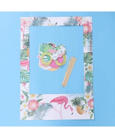 Flamingo Photo Booth Props Kit Hawaiian Summer Theme Party DIY Paper Photo Props Decorative Selfie Props for Luau Party 16PCS...