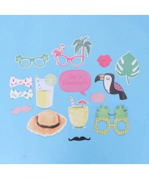 Flamingo Photo Booth Props Kit Hawaiian Summer Theme Party DIY Paper Photo Props Decorative Selfie Props for Luau Party 16PCS...