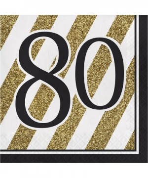 Black and Gold 80th Birthday Napkins- 48 ct - C118CESH9TI $10.77 Party Tableware