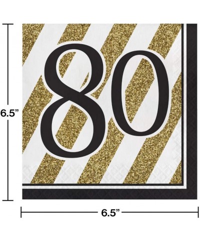 Black and Gold 80th Birthday Napkins- 48 ct - C118CESH9TI $10.77 Party Tableware