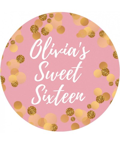 Personalized Sweet 16 Large Favor Stickers - 1.75 in. - 40 Labels (Pink & Gold) - Pink & Gold - CD190I3HL5I $11.01 Favors