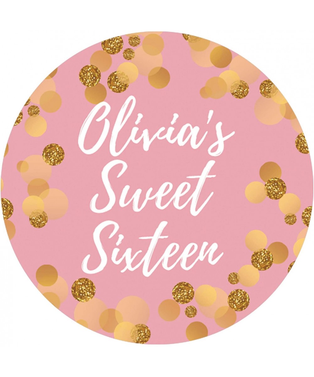 Personalized Sweet 16 Large Favor Stickers - 1.75 in. - 40 Labels (Pink & Gold) - Pink & Gold - CD190I3HL5I $11.01 Favors