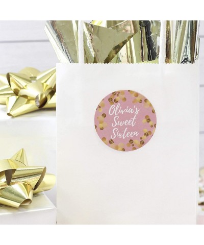 Personalized Sweet 16 Large Favor Stickers - 1.75 in. - 40 Labels (Pink & Gold) - Pink & Gold - CD190I3HL5I $11.01 Favors