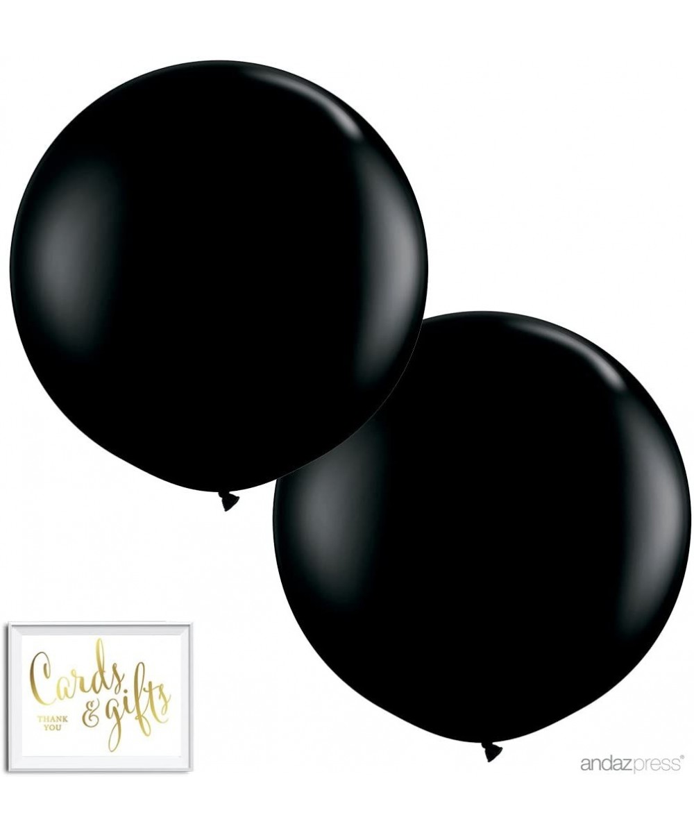 3-Foot Huge 36-inch Latex Balloon Party Kit with Gold Cards & Gifts Sign- Black- 2-Pack - Black - CG183K740OY $5.65 Balloons