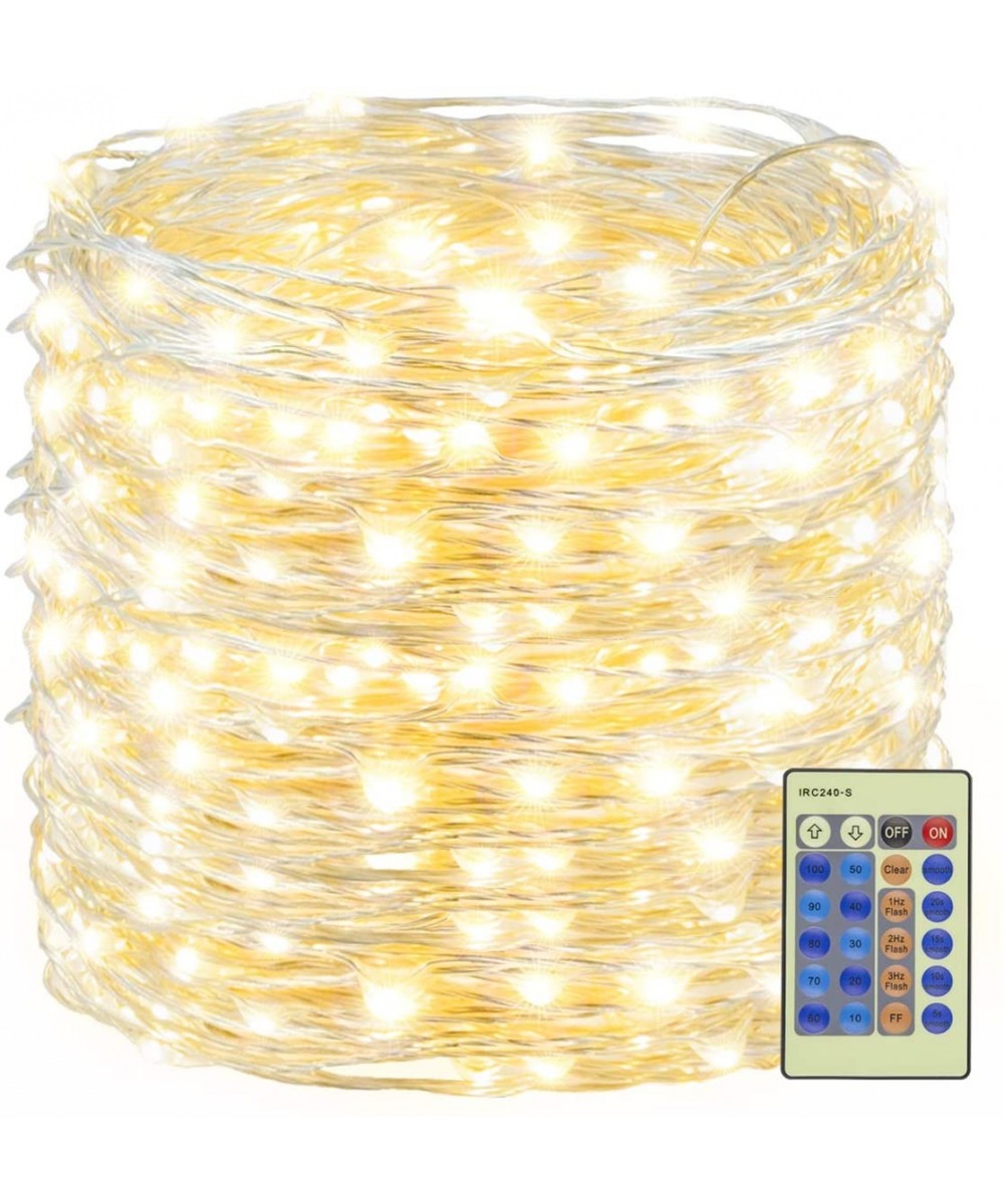 500LED Fairy String Lights Warm White Christmas Lights 164ft Silver Wire w/Remote- Firefly Lights Starry Light for DIY Christ...