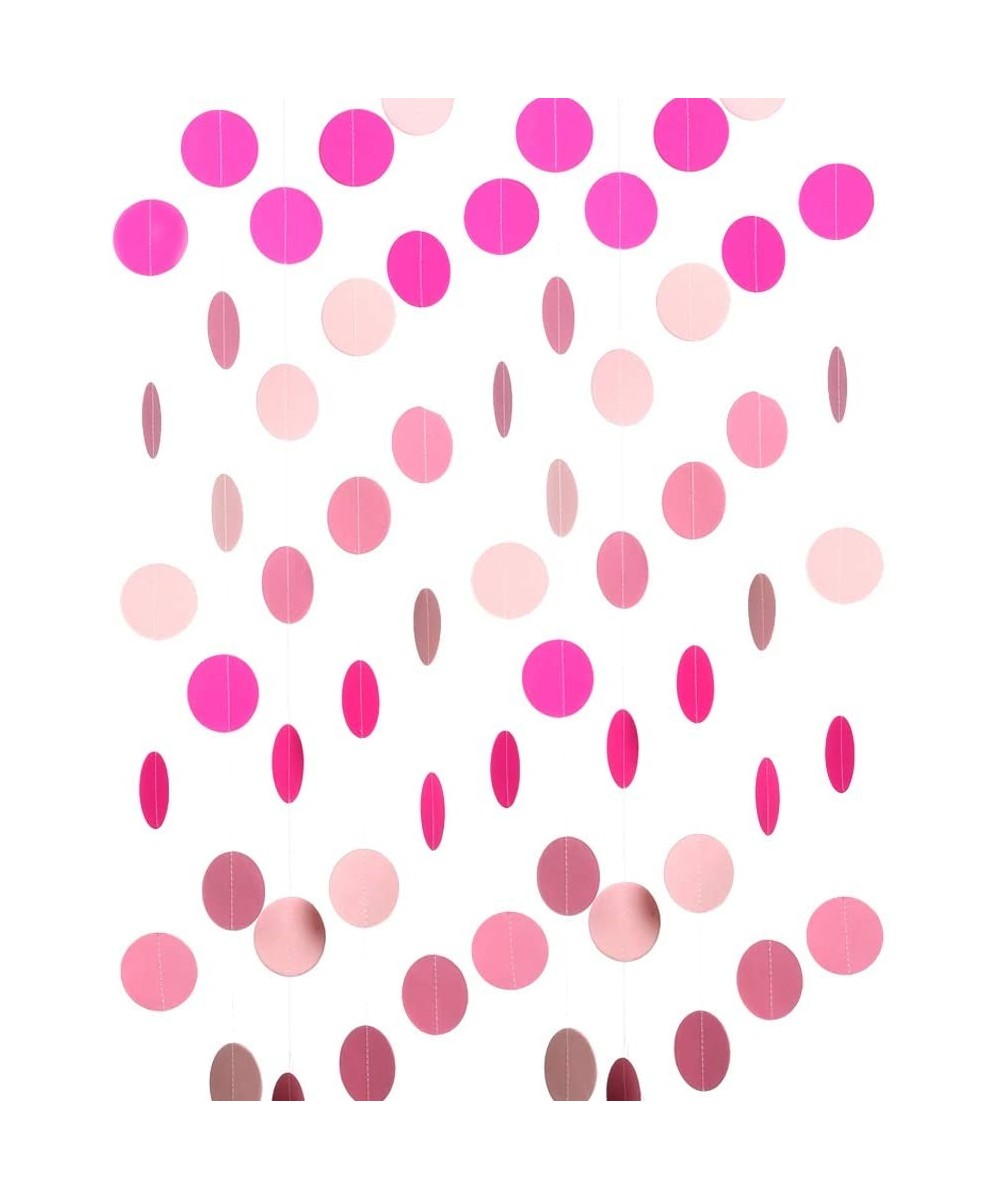 Hot Pink Paper Garland Circle Dots Hanging Happy Birthday Baby Shower Wedding Party Decoration- 2 inch- 26 feet in Total - CB...