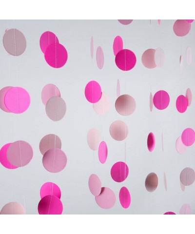 Hot Pink Paper Garland Circle Dots Hanging Happy Birthday Baby Shower Wedding Party Decoration- 2 inch- 26 feet in Total - CB...